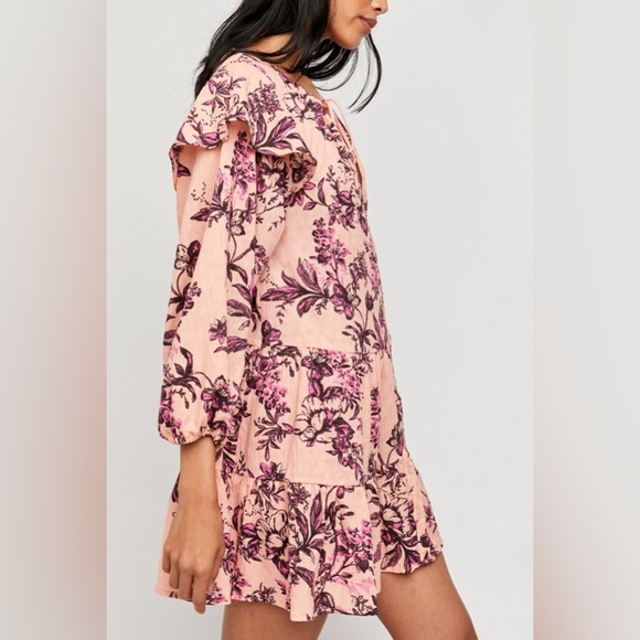 Free People Sunbaked Swing Dress in Peach Combo - Picture 4 of 8